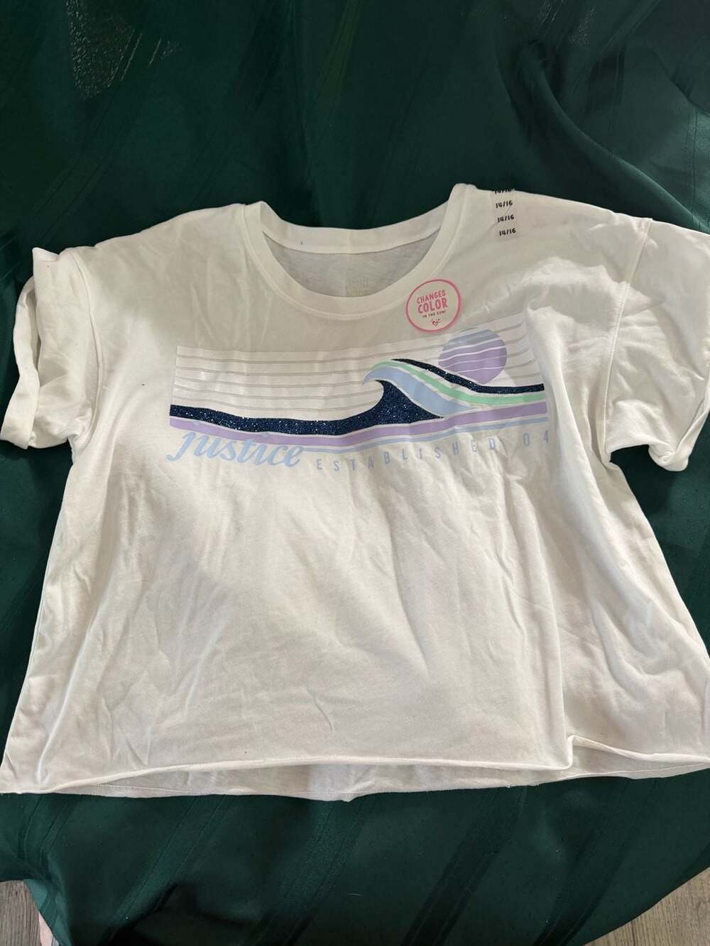 Justice Active Girls Size 14/16 Color Changing Graphic T-Shirt